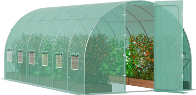 Vevor Walk-In Tunnel Greenhouse 19.36' x 9.68' x 7.4' with Galvanized Frame and PE Cover New