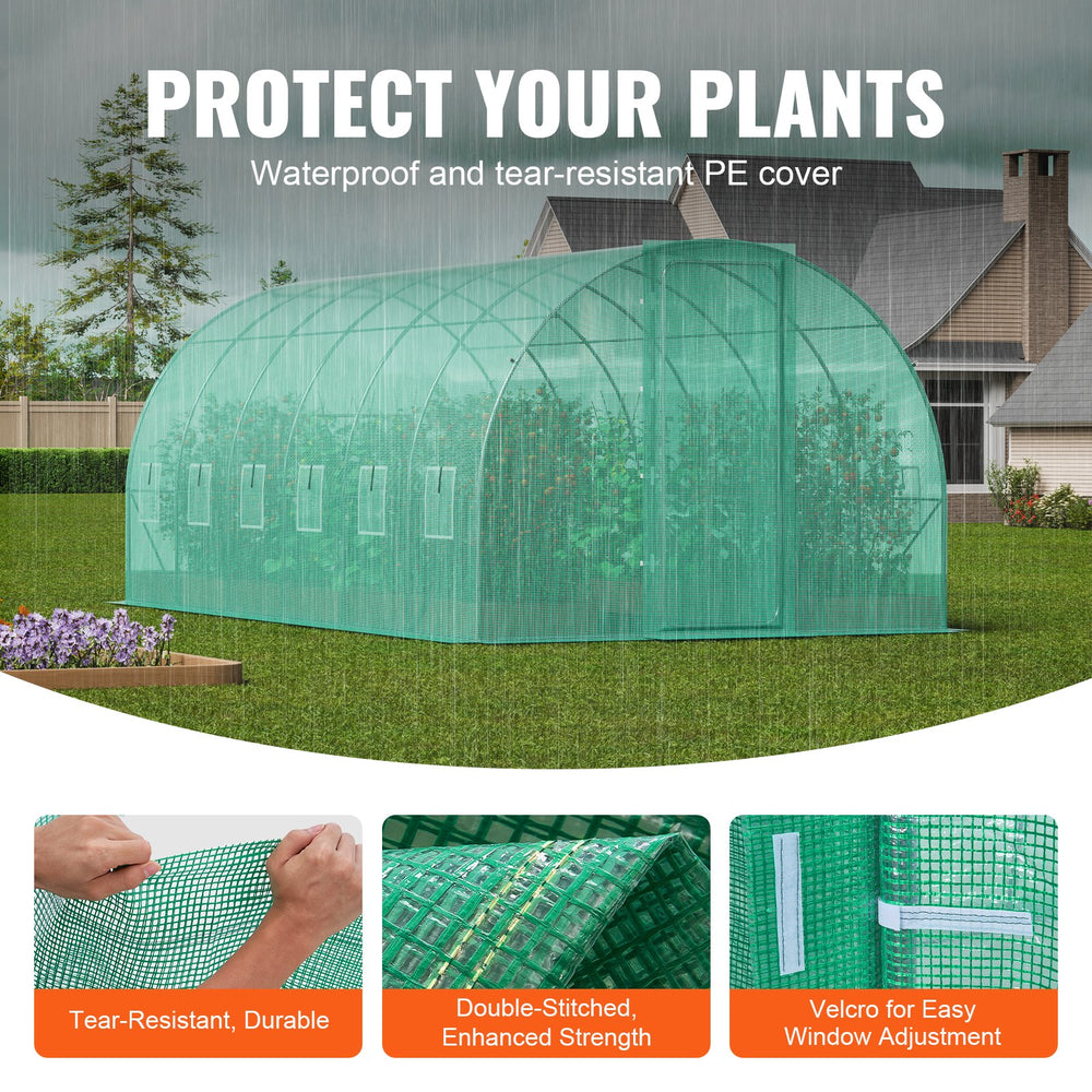 Vevor Walk-In Tunnel Greenhouse 19.36' x 9.68' x 7.4' with Galvanized Frame and PE Cover New