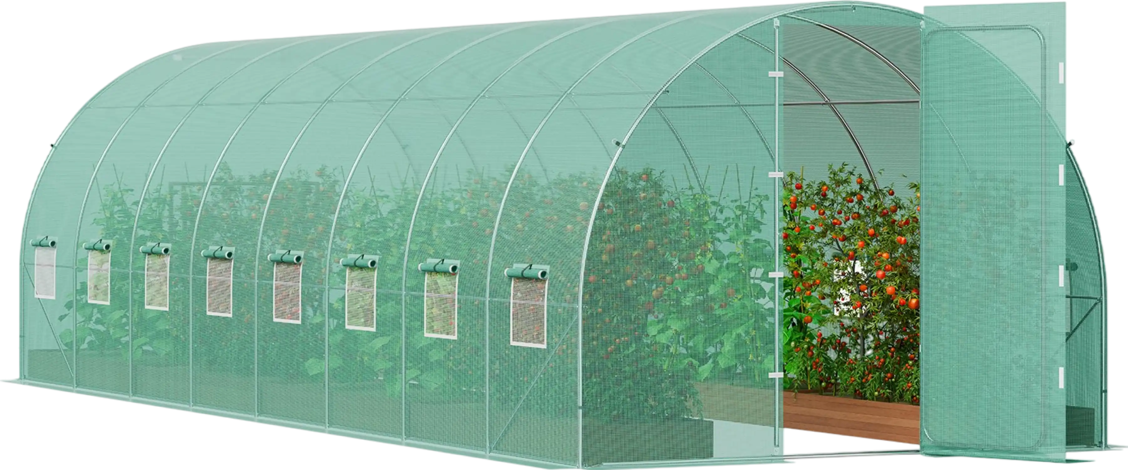 Vevor Walk-In Tunnel Greenhouse 27.38' x 9.5' x 7.38' with Galvanized Frame and PE Cover New