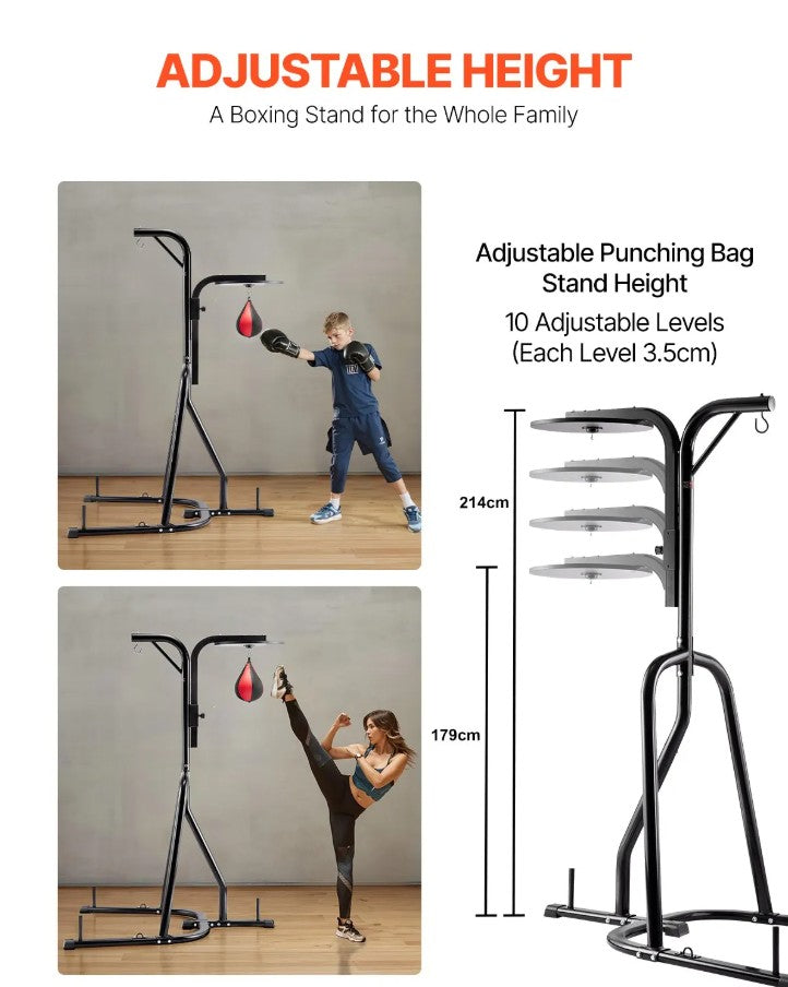 Vevor 2-in-1 Heavy Duty Punching Bag Stand Adjustable Steel Frame New