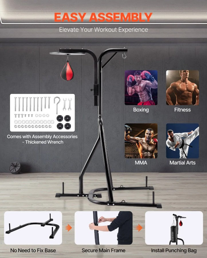 Vevor 2-in-1 Heavy Duty Punching Bag Stand Adjustable Steel Frame New