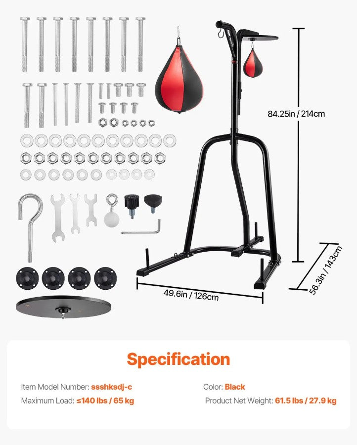 Vevor 2-in-1 Heavy Duty Punching Bag Stand Adjustable Steel Frame New