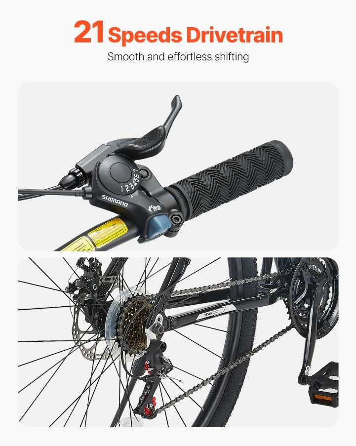 Vevor Mountain Bike 29" 21-Speed Dual Disc Brakes and Front Suspension New