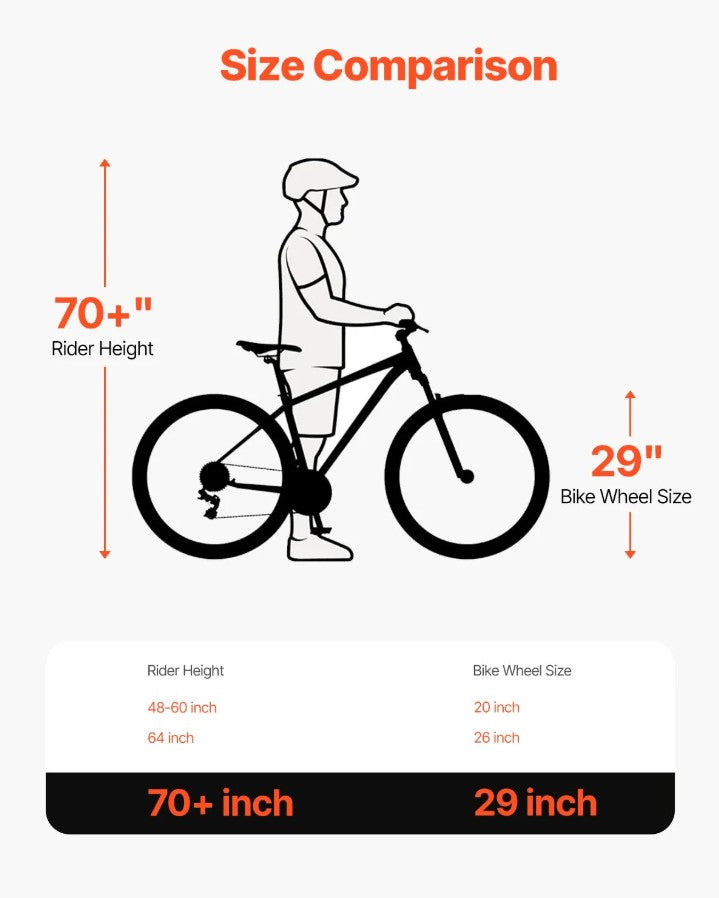 Vevor Mountain Bike 29" 21-Speed Dual Disc Brakes and Front Suspension New