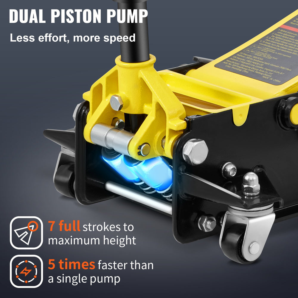 Vevor Floor Jack 8,000 Lbs. 4 Ton Steel Low Profile Racing Floor Jack with Dual Pistons 3.94-20.98" Quick Lift Pump New