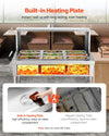 Vevor Commercial Steam Table 9 x 1/3 Pan Food Warmer with Undershelf and Sneeze Guard New