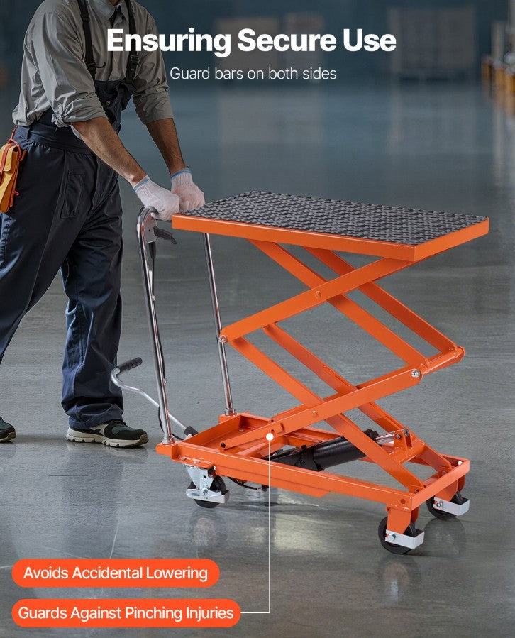 Vevor Hydraulic Lift Table 500 Lb 47.2" Height Double Scissor with Non-Slip Pad New