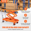 Vevor Hydraulic Lift Table Cart 1760 Lbs. Manual Double Scissor 59" Lift Height Non-Slip Pad 4 Wheel New