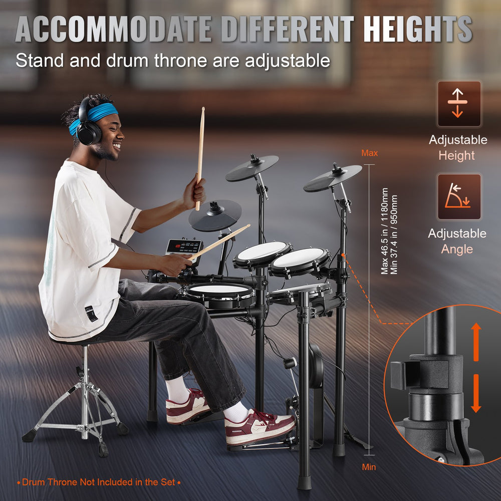 Vevor Digital Drum Kit 480 Tones 10" Pads with Drumsticks and Dual Pedals for Beginners and Adults New