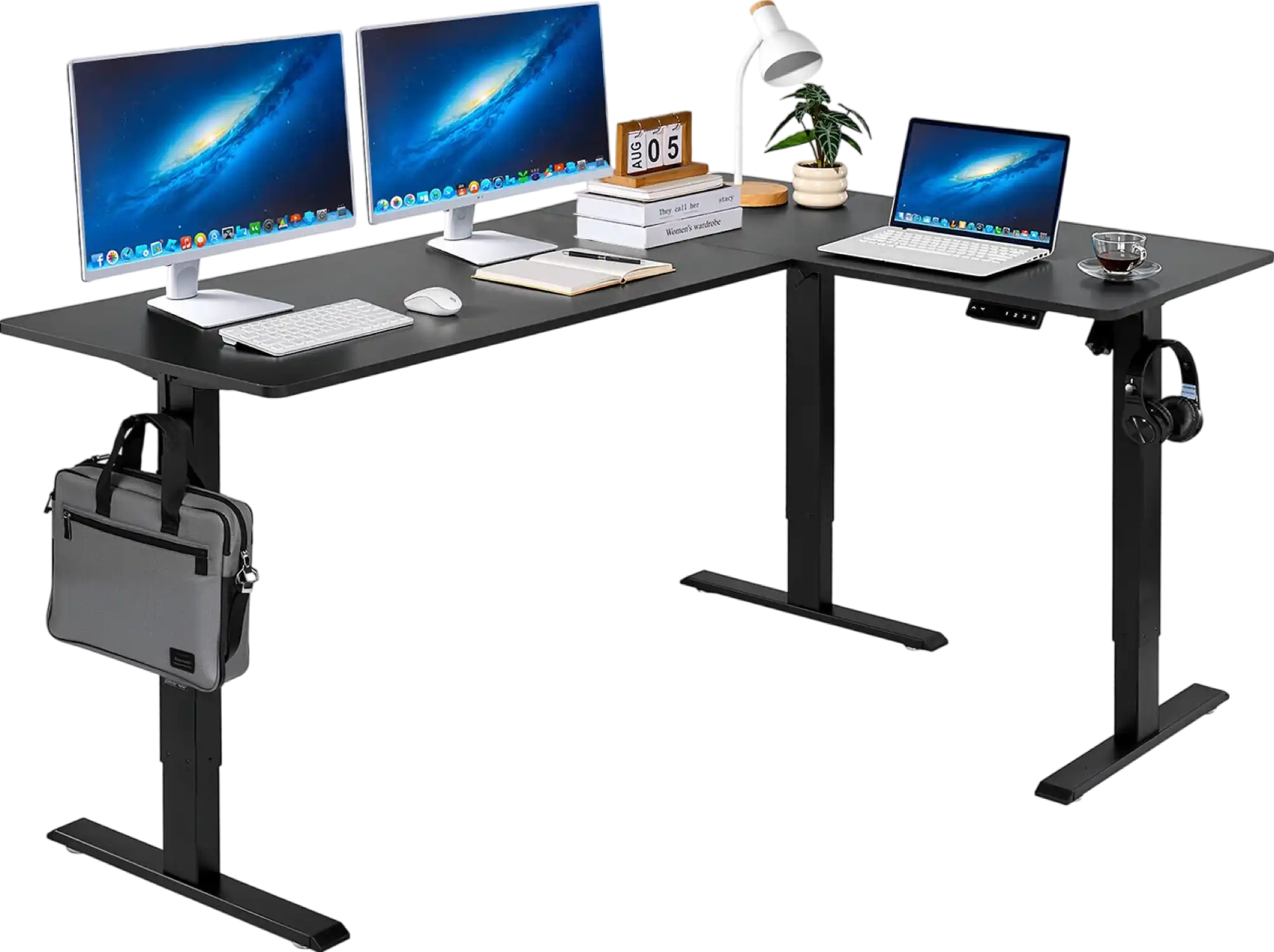 Vevor Electric L-Shaped Standing Desk Adjustable Height Corner Workstation New