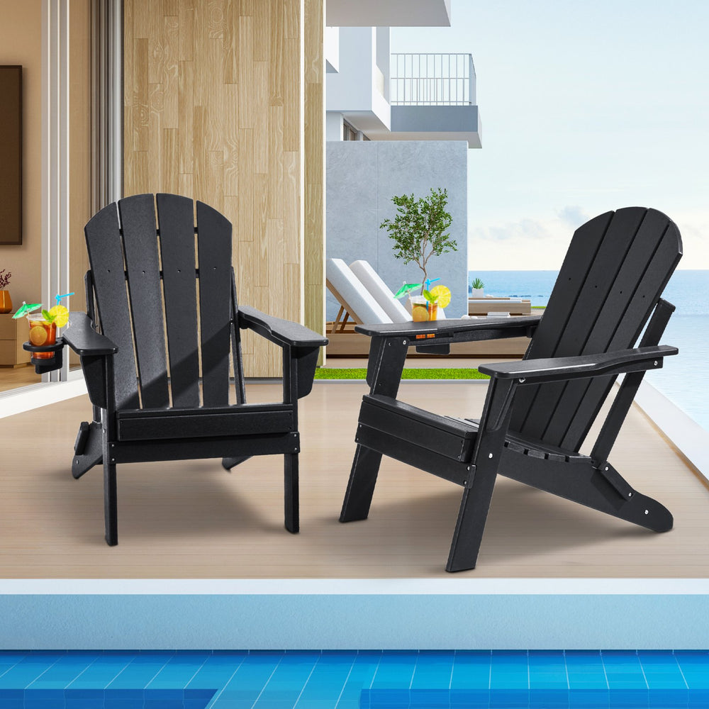 Vevor Folding Adirondack Chairs Set of 2 All-Weather HDPE 400 lb Capacity New