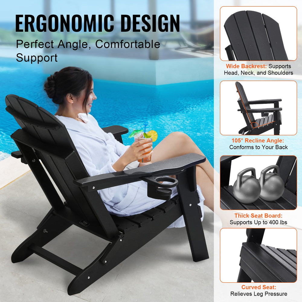 Vevor Folding Adirondack Chairs Set of 2 All-Weather HDPE 400 lb Capacity New