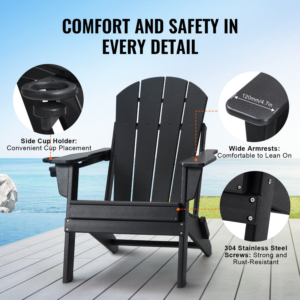 Vevor Folding Adirondack Chairs Set of 2 All-Weather HDPE 400 lb Capacity New