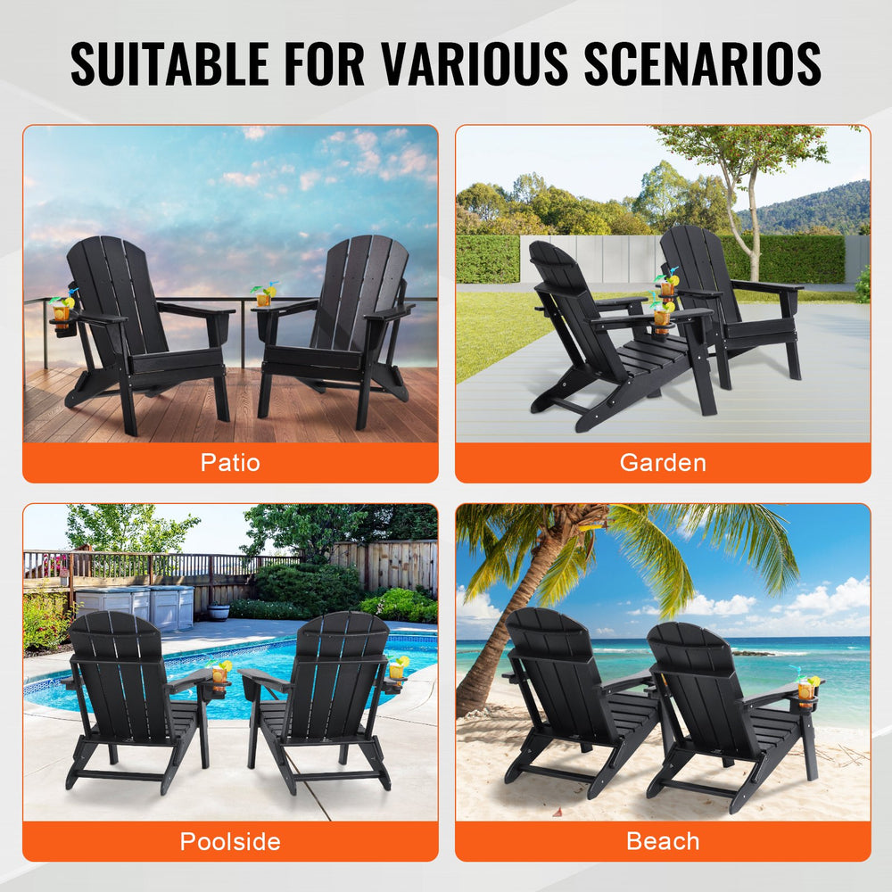 Vevor Folding Adirondack Chairs Set of 2 All-Weather HDPE 400 lb Capacity New
