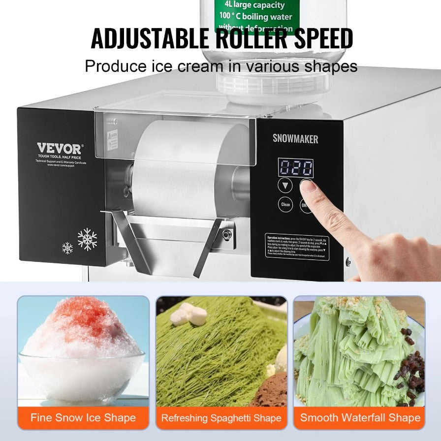 Vevor Commercial Snowflake Ice Machine 385 Lbs/24H Stainless Steel Multi-Texture Ice New