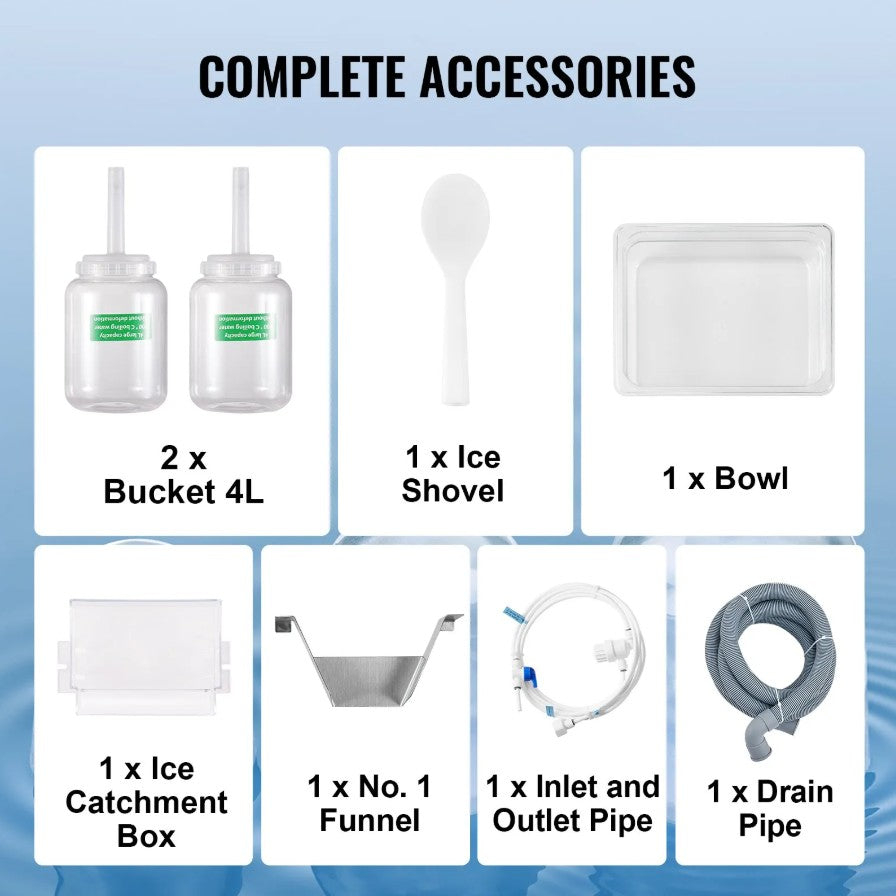 Vevor Commercial Snowflake Ice Machine 385 Lbs/24H Stainless Steel Multi-Texture Ice New