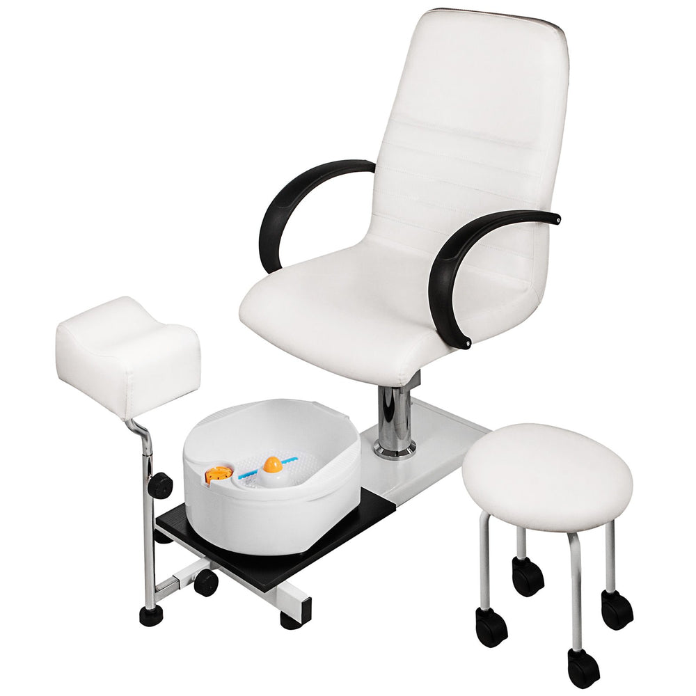 Vevor Pedicure Spa Unit with Adjustable Hydraulic Lift Chair Easy-Clean Massage Footbath and Technician Stool New