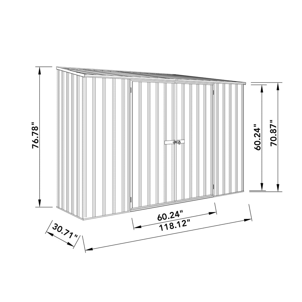 Absco AB1112 Space Saver 10 x 3 Ft Metal Storage Shed Galvanized Steel New