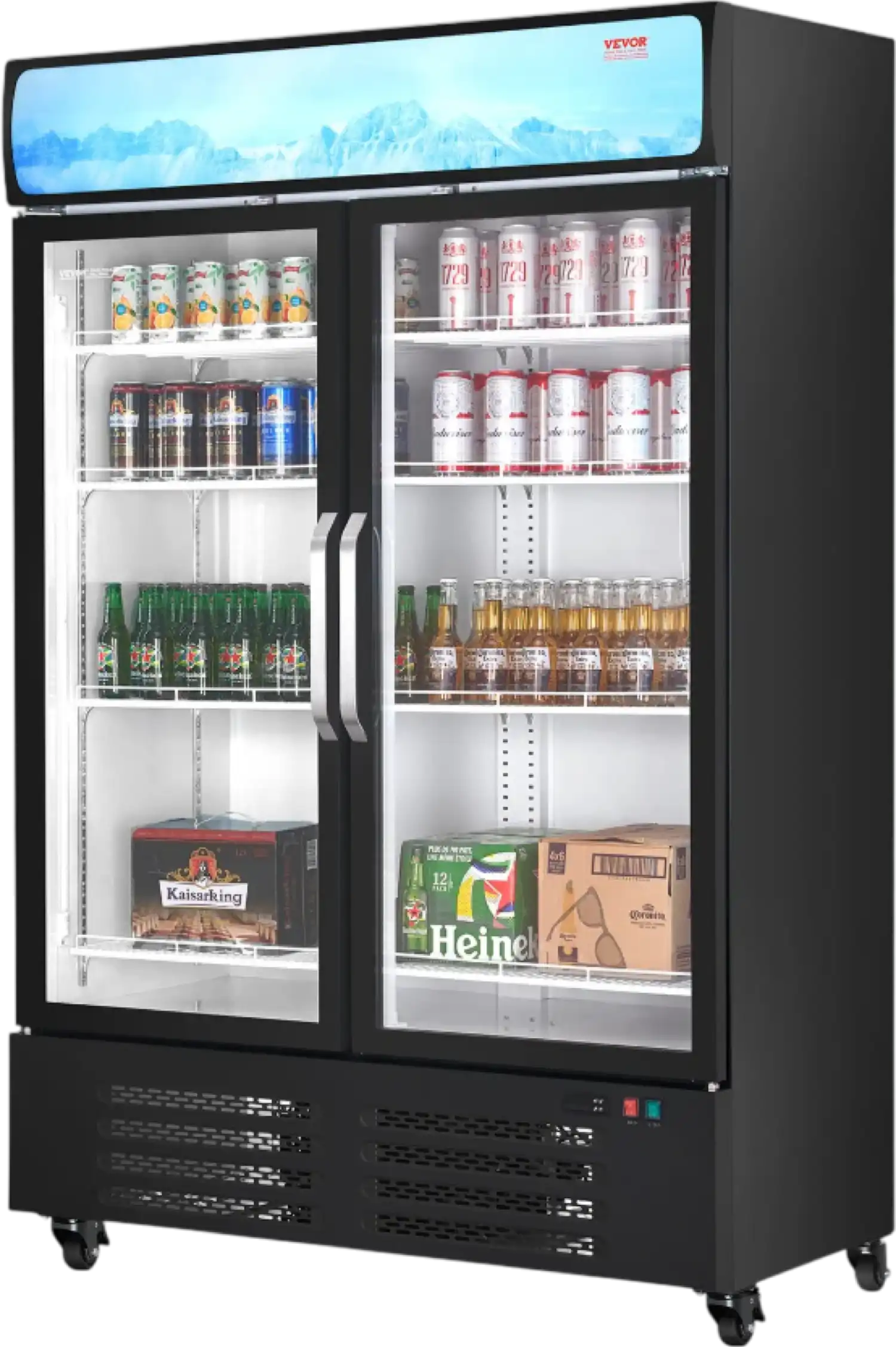 Vevor Commercial Beverage Refrigerator 36.27 Cu Ft Double Glass Door Merchandiser New