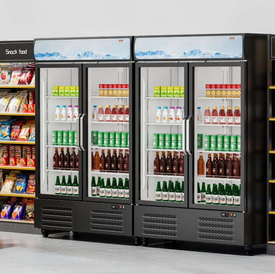 Vevor Commercial Beverage Refrigerator 36.27 Cu Ft Double Glass Door Merchandiser New