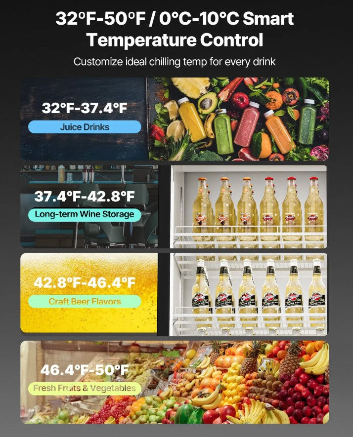 Vevor Commercial Beverage Refrigerator 36.27 Cu Ft Double Glass Door Merchandiser New