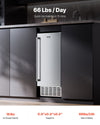 Vevor Ice Maker Undercounter 66 Lbs Per Day Stainless Steel Reversible Door Auto Clean New