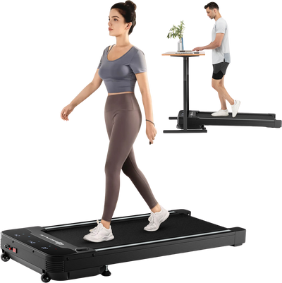 Costway Treadmill Under Desk Walking Pad 1 HP with LED Touch Display and Remote Control Black New