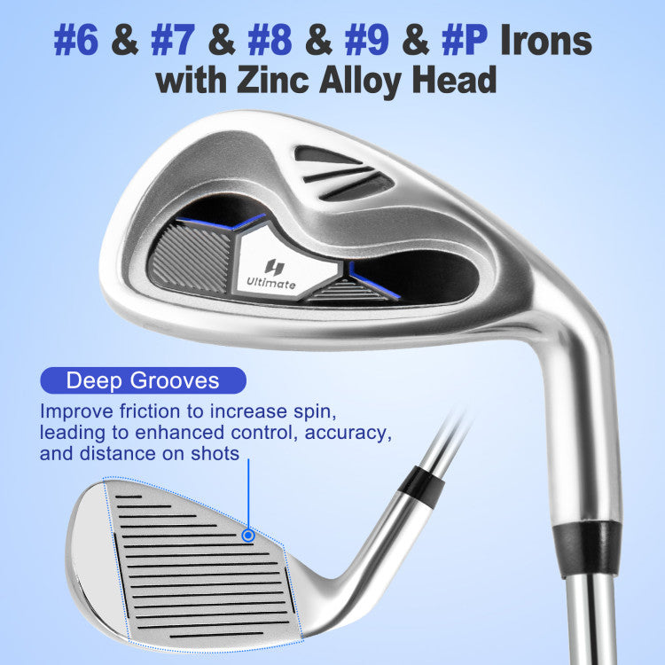 Costway Golf Club Set 10 Piece Complete Package with Driver Irons Putter and Stand Bag 42076519 New