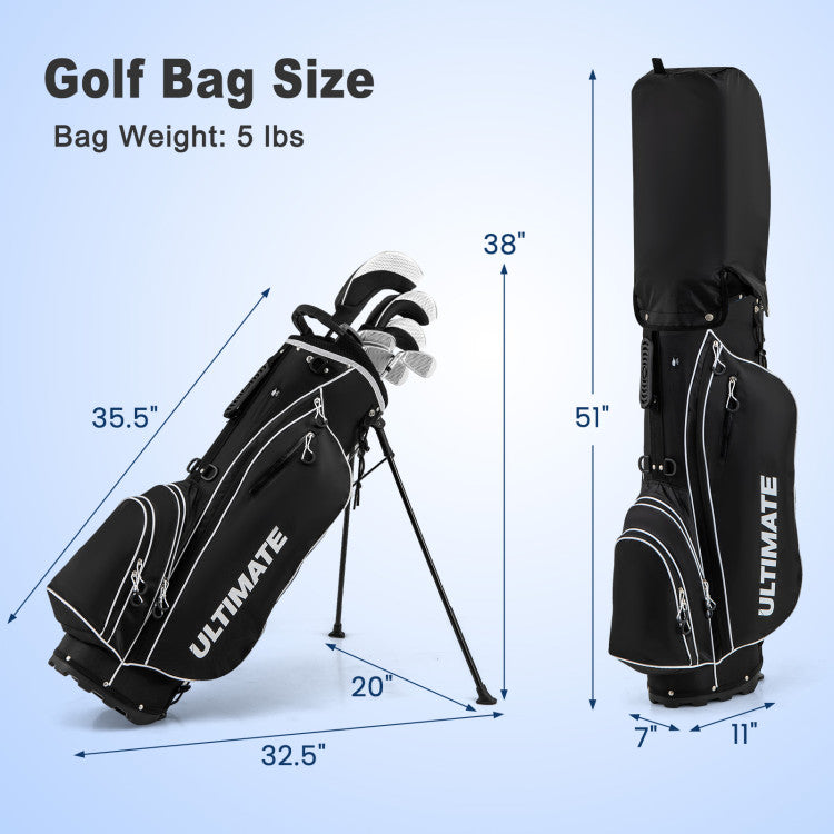 Costway Golf Club Set 10 Piece Complete Package with Driver Irons Putter and Stand Bag 42076519 New