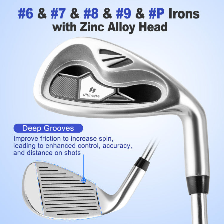 Costway Golf Club Set 10 Piece Complete Package with Driver Irons Putter and Stand Bag 42076519 New