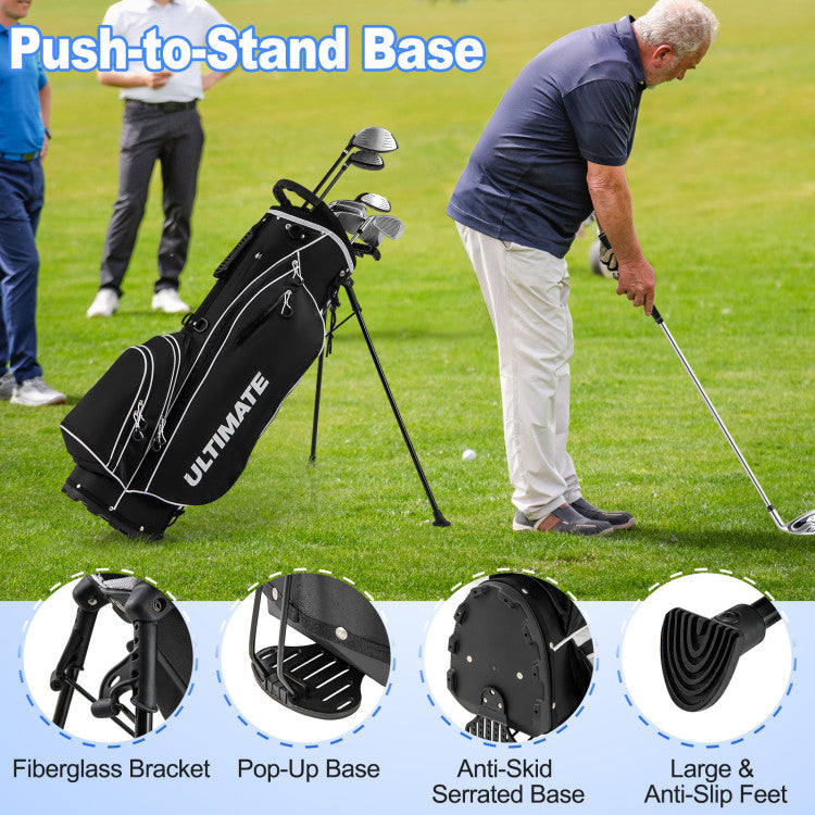 Costway Golf Club Set 10 Piece Complete Package with Driver Irons Putter and Stand Bag 42076519 New