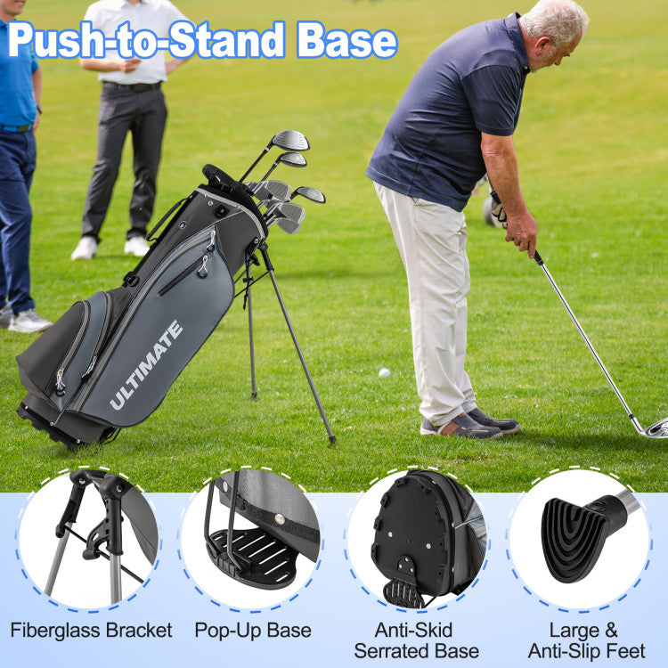 Costway Golf Club Set 10 Piece Complete Package with Driver Irons Putter and Stand Bag 42076519 New