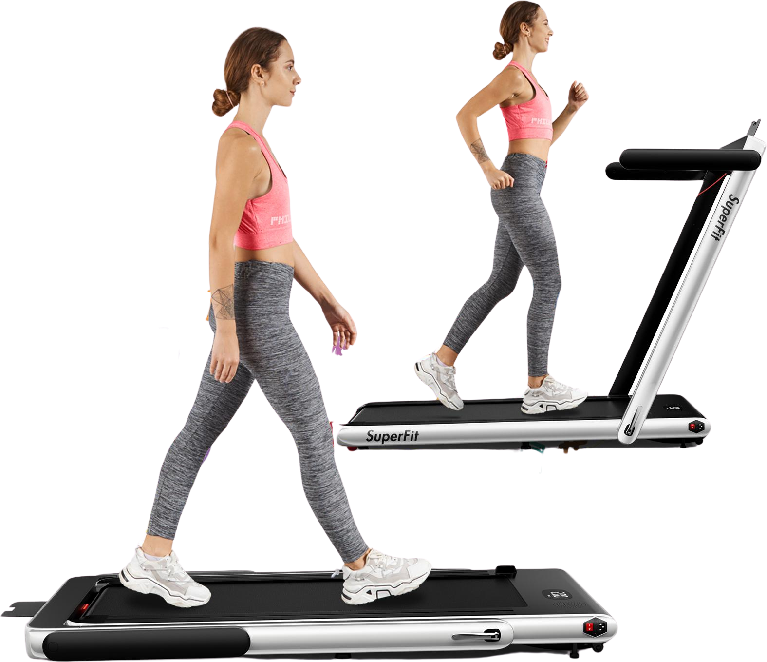 Costway SuperFit Treadmill 2-in-1 Folding HP App Speaker