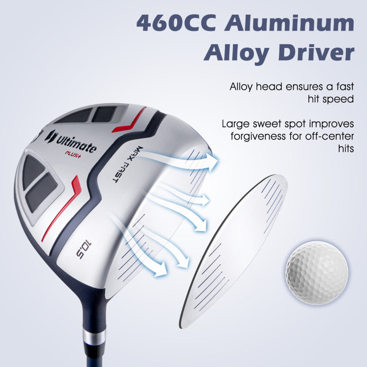 Costway Golf Club Set 11 Pieces Complete Package with Driver Irons Putter and Bag 13896427 New