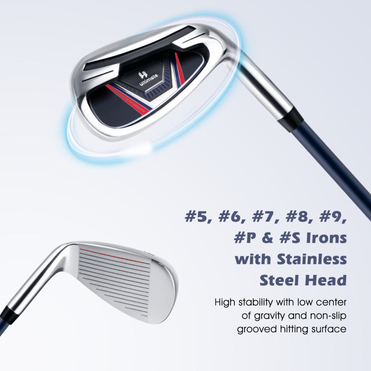 Costway Golf Club Set 11 Pieces Complete Package with Driver Irons Putter and Bag 13896427 New
