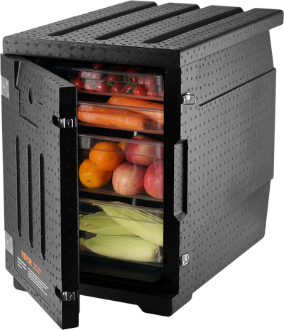 Vevor Food Pan Carrier 82 Qt. Insulated with Handles Double Buckles Black New