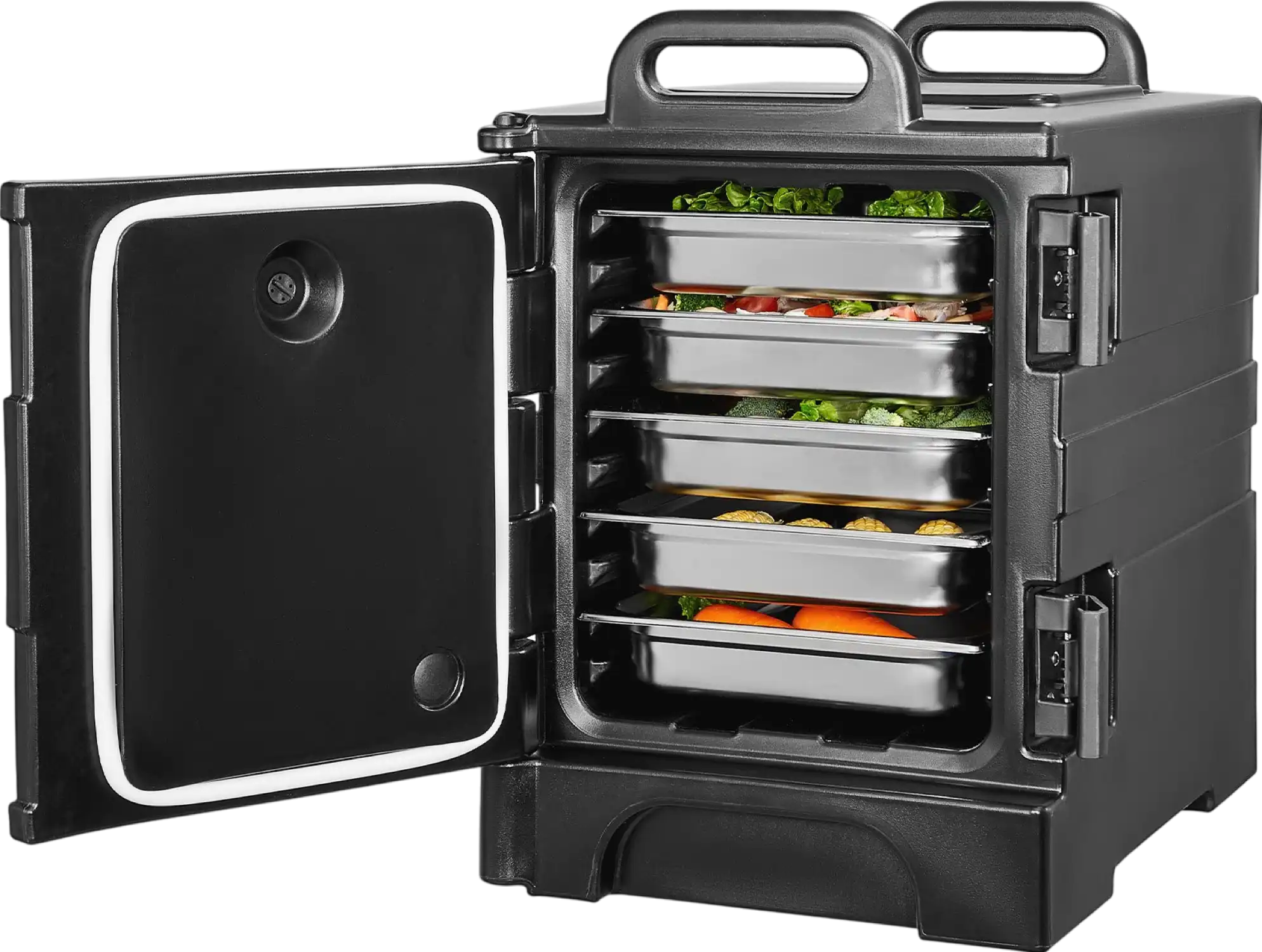 Vevor Insulated Food Pan Carrier 81 Qt Stackable Hot and Cold Transport Box with Wheels New