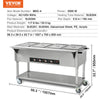 Vevor Food Warmer 4-Pan 20.6 Qt Commercial Steam Table 2000W Stainless Steel with Wheels New