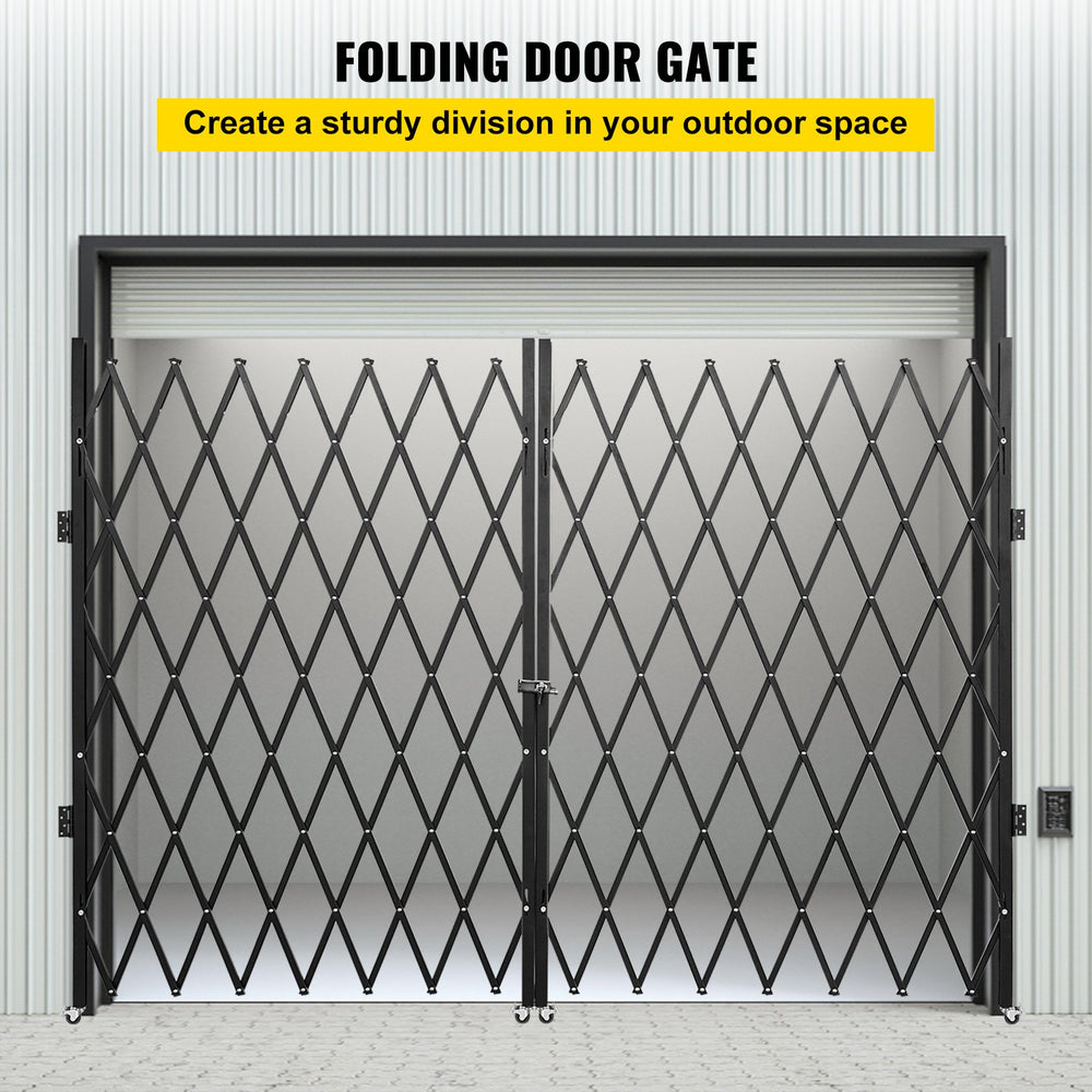 Vevor Double Folding Security Gate 12.5' x 7.1' Steel Accordion Gate with 360° Rolling Casters New