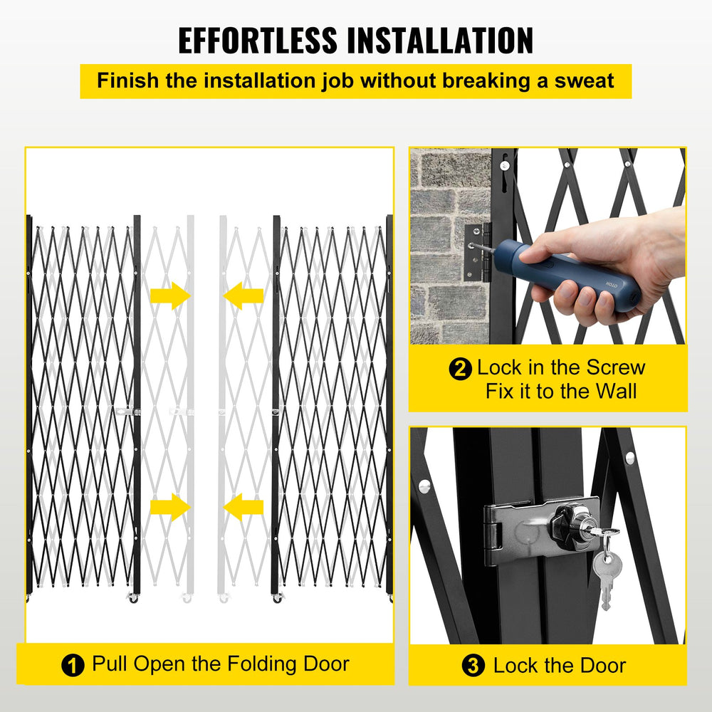 Vevor Double Folding Security Gate 12.5' x 7.1' Steel Accordion Gate with 360° Rolling Casters New