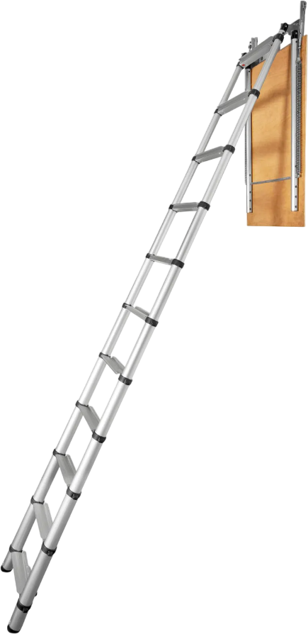 Vevor Telescoping Aluminum Attic Ladder 9.8'–10.5' with Concealed Door 350 Lb Capacity New