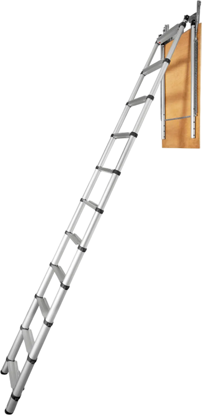 Vevor Telescoping Aluminum Attic Ladder 9.8'–10.5' with Concealed Door 350 Lb Capacity New
