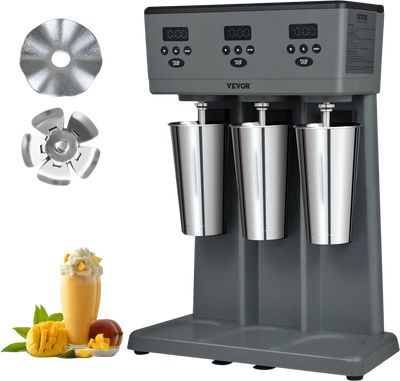 Vevor Milkshake Maker 375W Commercial Triple Head Drink Mixer with 3-Speed and 3 Stainless Steel Cups New