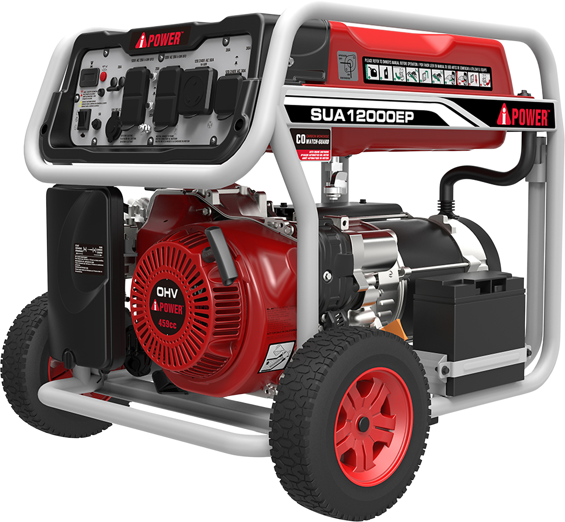 A-iPower SUA12000EP 9000W/12000W Generator Gas Electric Start with 50 Amp and CO Sensor New