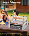 Vevor Commercial Grill Machine 11-Roller with Cover 30 Hot Dog 1600W New