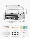 Vevor Commercial Grill Machine 11-Roller with Cover 30 Hot Dog 1600W New