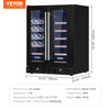 Vevor Wine Refrigerator 3.95 Cu. Ft. Dual Zone 110V with Glass Doors 78 Cans or 20 Bottles Built-In or Freestanding New