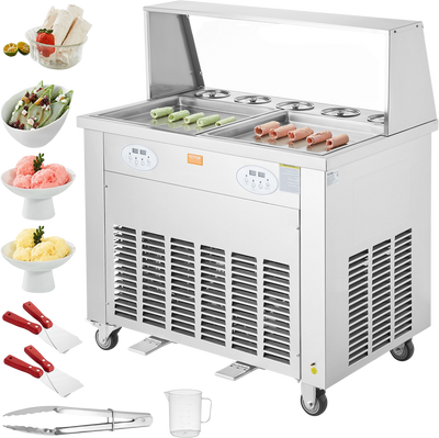 Vevor Ice Cream Roll Machine 2 Pans 13.8