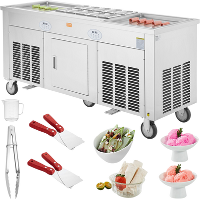 Vevor Ice Cream Roll Machine 2 Pans 17.7