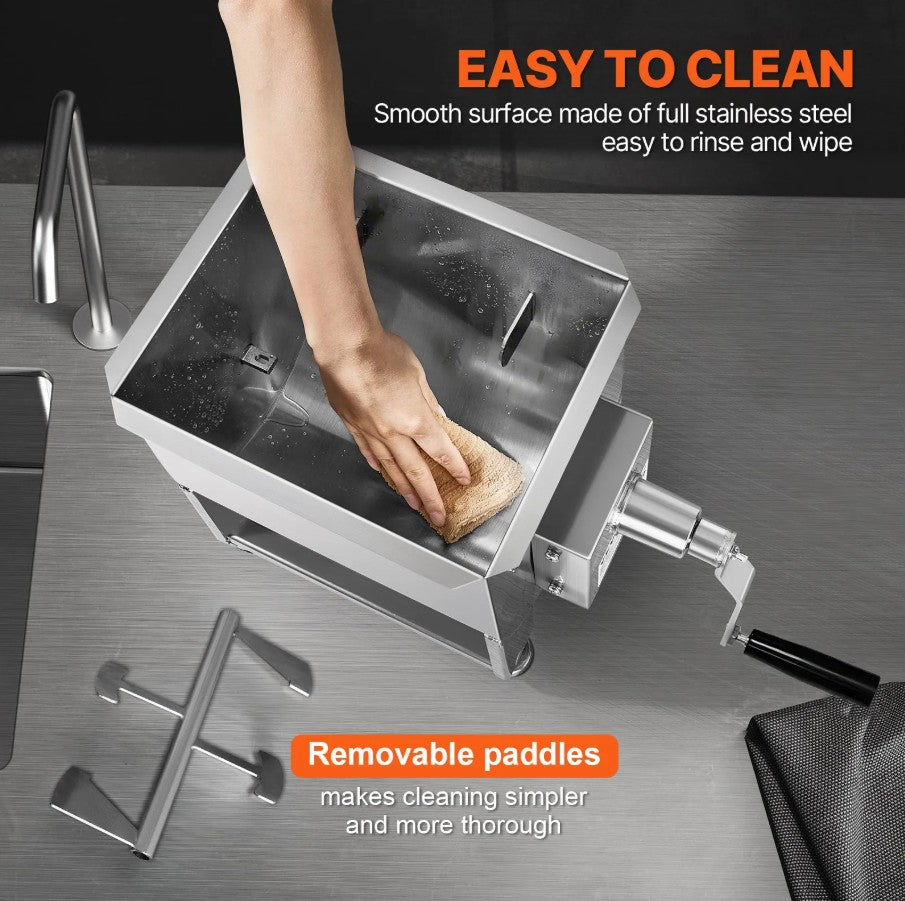 Vevor Manual Meat Mixer 120Lb Fixed 31.7 Gal Tank Stainless Steel Gearbox Design New